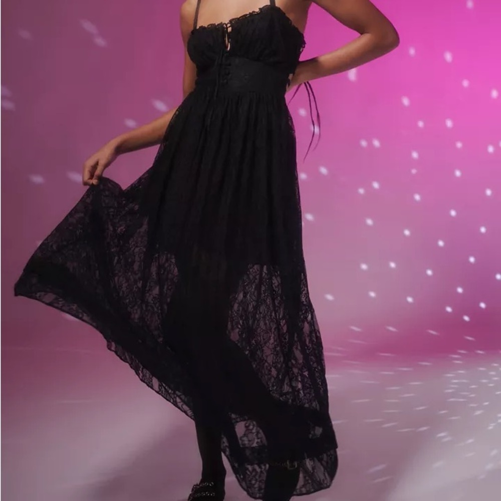 Urban outfitters cora lace strappy back midi dress